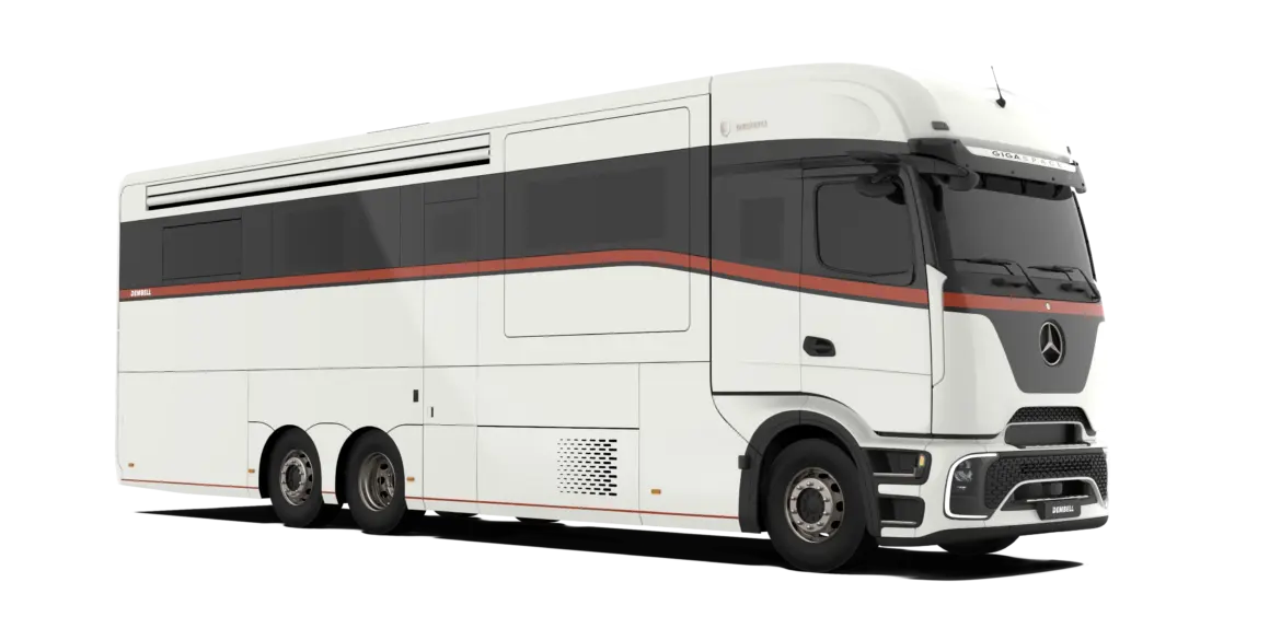 Dembell Smart Garage Reisemobil auf Mercedes-Benz Actros Gigaspace Chassis, Seitenansicht