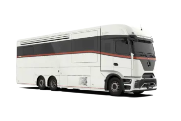 Dembell Smart Garage Reisemobil auf Mercedes-Benz Actros Gigaspace Chassis, Seitenansicht