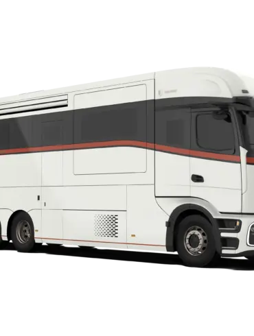 Dembell Smart Garage Reisemobil auf Mercedes-Benz Actros Gigaspace Chassis, Seitenansicht