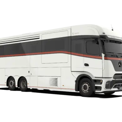 Dembell Smart Garage Reisemobil auf Mercedes-Benz Actros Gigaspace Chassis, Seitenansicht
