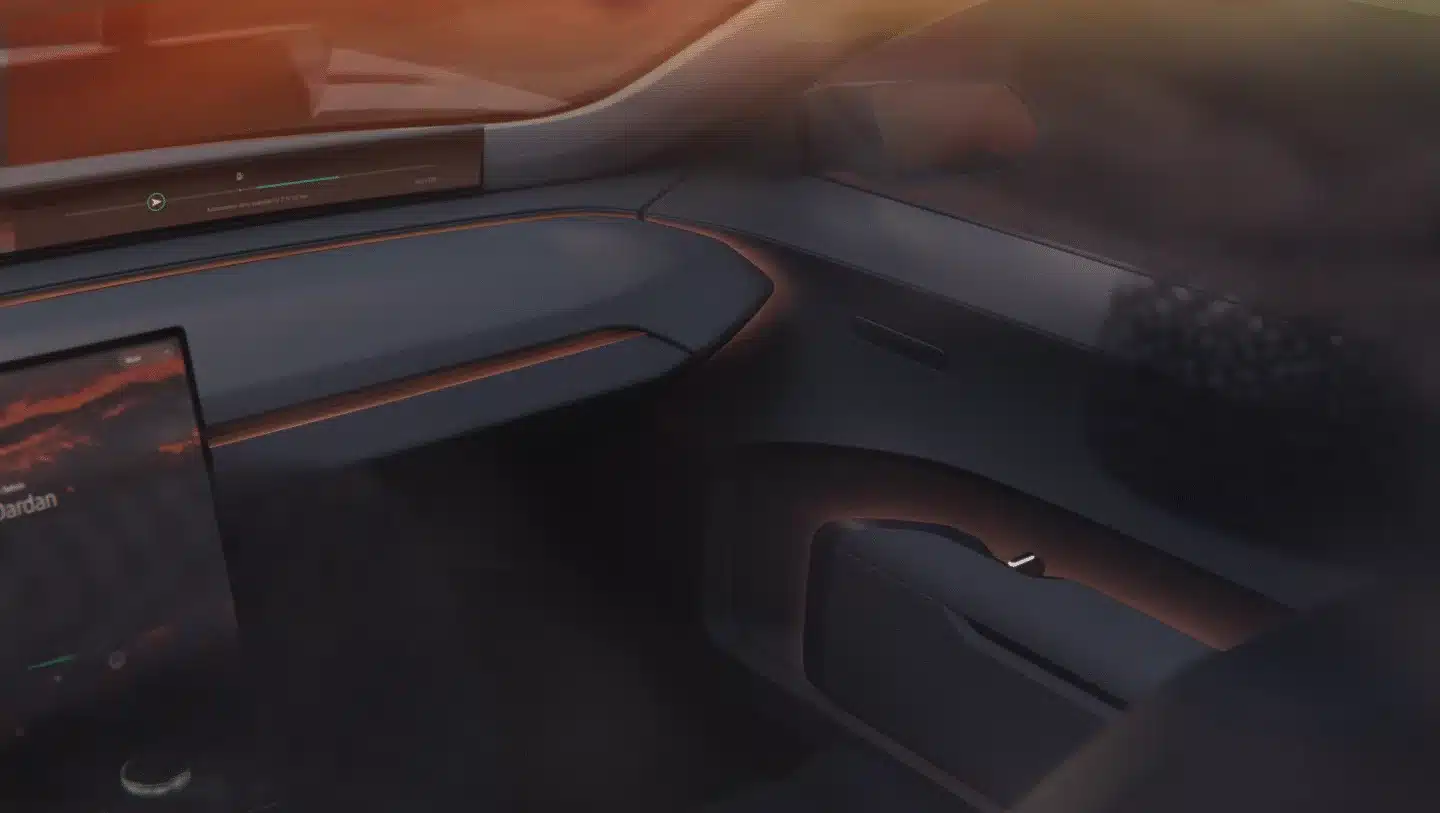 Innenraum des Škoda Vision O mit digitalem Display und modernem Armaturenbrett