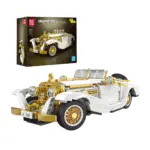 MOULD KING 10003 K500 Vintage Car Klemmbausteinmodell in Weiß und Gold mit Originalverpackung
