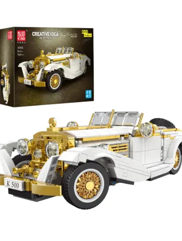 MOULD KING 10003 K500 Vintage Car Klemmbausteinmodell in Weiß und Gold mit Originalverpackung