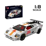 Mould King 13194 ferngesteuertes Klemmbaustein-Auto im Stil des Lamborghini Countach, weiß mit Dekor und Scherentüren