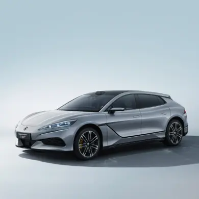 Denza Z9 GT Elektroauto, silbergrau, Seitenansicht, modernes Design, sportlicher Shooting-Brake.