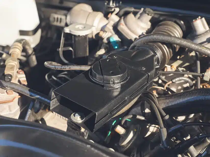 Nahaufnahme des V8-Motors im Range Rover Classic 1981, zeigt originale Technik und Motorbauteile