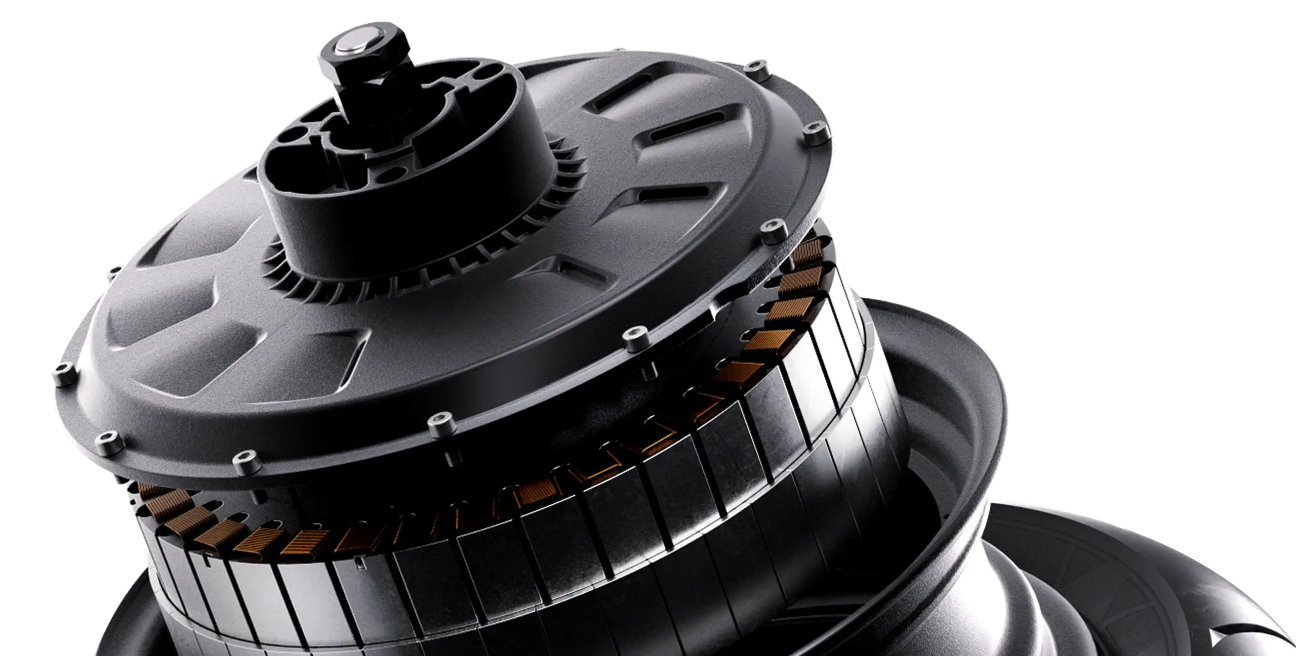 Nahaufnahme eines elektrischen 12-Zoll-Vollscheibenmotors für den Segway E150S Roller.