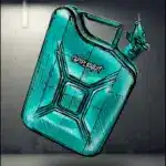 Handbemalter 10-Liter-Mint-Kanister, künstlerisch gestaltet und limitiert, vor grauem Hintergrund