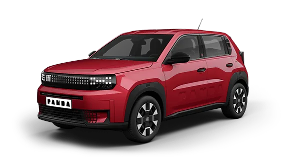Roter Fiat Grande Panda Benzin, frontseitig fotografiert, als B-SUV-Modell