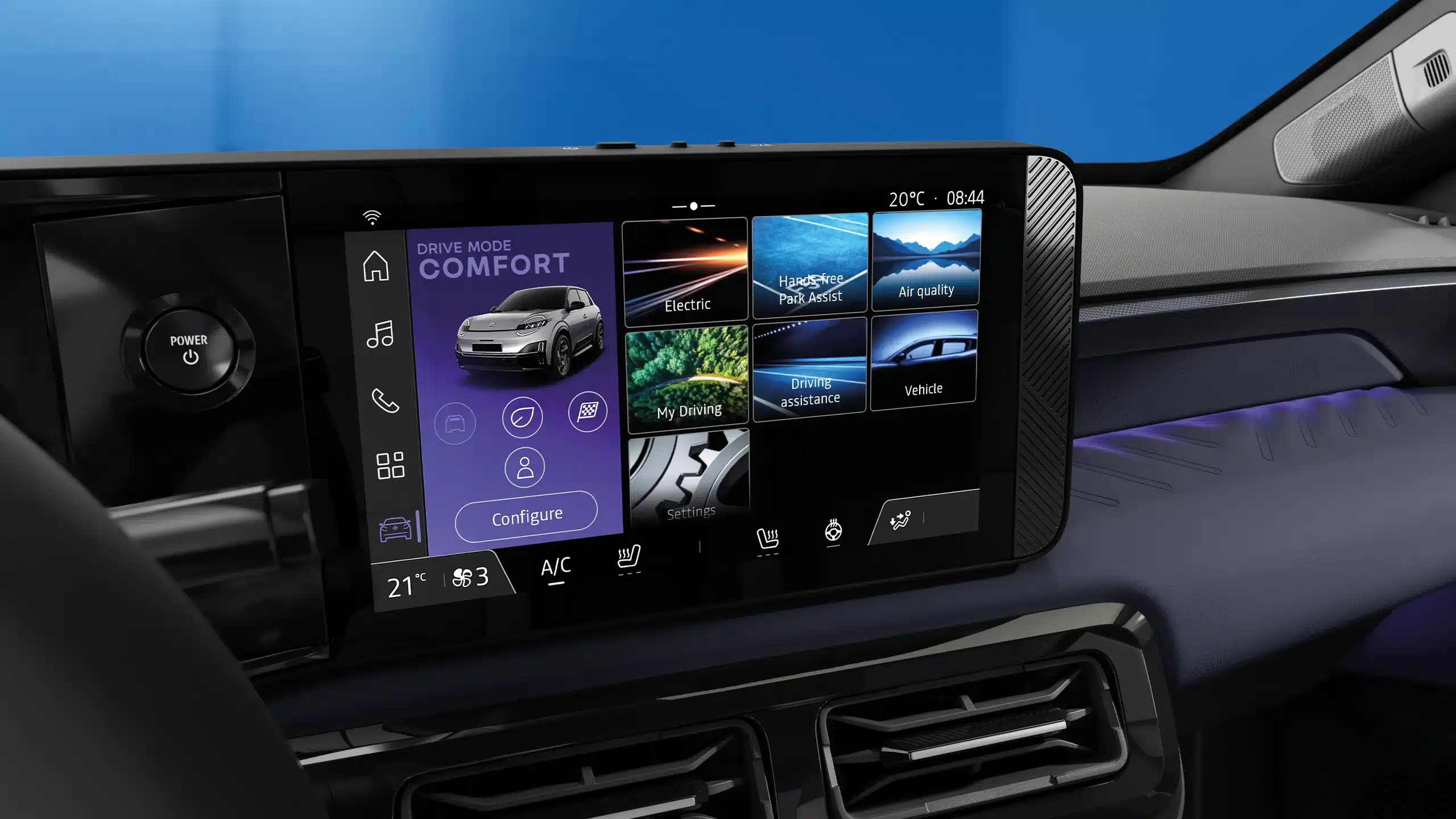 Multifunktionaler Touchscreen im Cockpit des neuen Nissan Micra