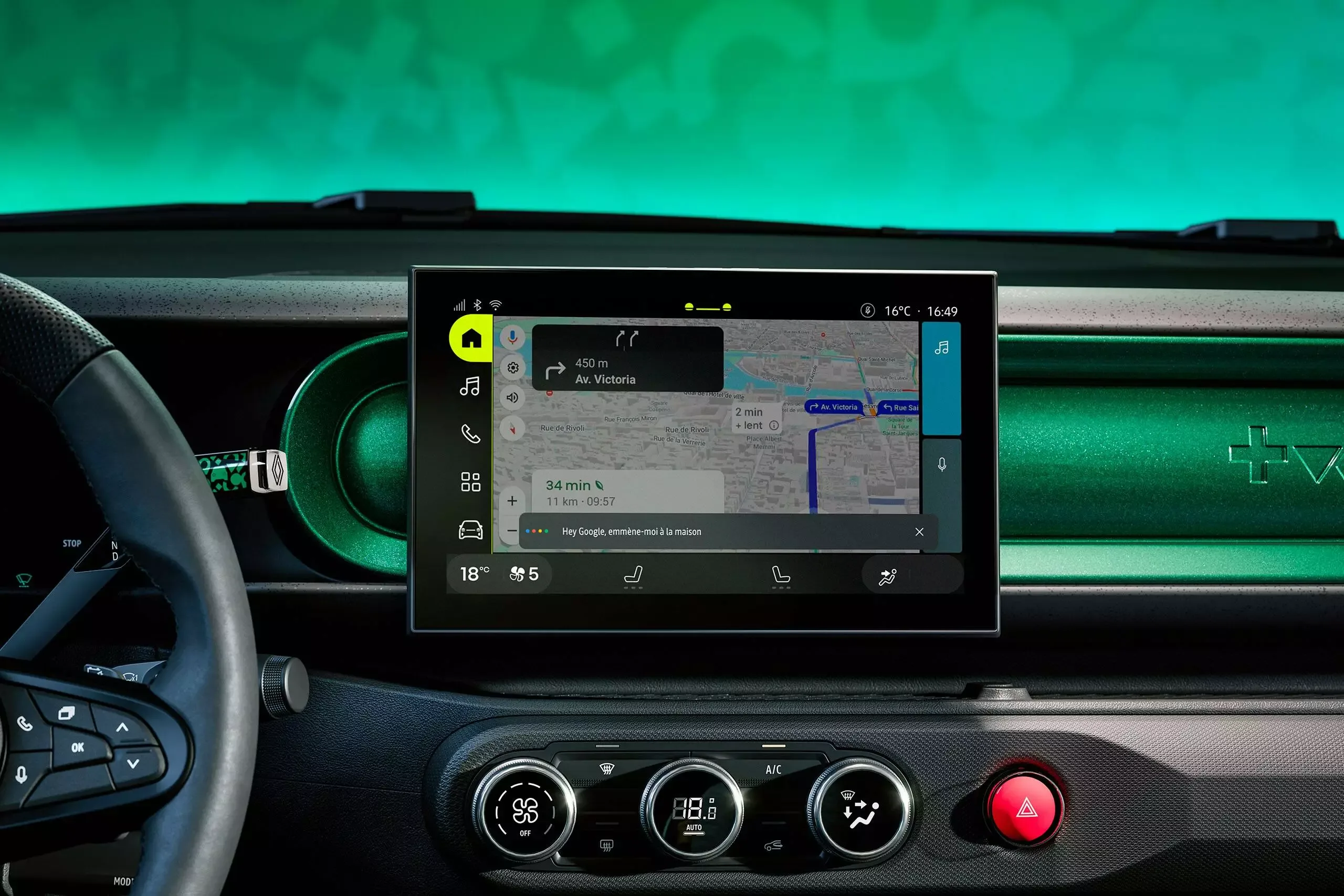 Infotainmentsystem und Bedienelemente im Renault Twingo E-Tech Electric