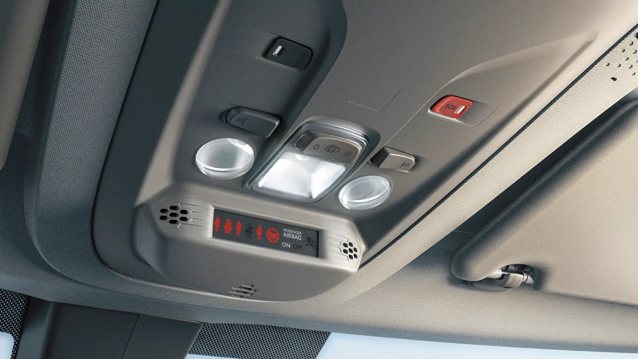 Dachhimmel des Toyota Proace City Verso mit Bedienelementen und Kontrollanzeigen