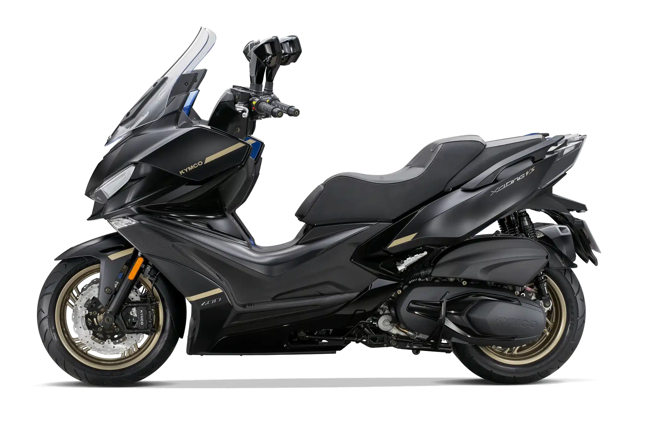 Kymco Xciting VS 400i Großroller, Ansicht von der Seite, Modelljahr 2023, schwarz