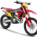 GASGAS EC 300 GP 2025 Enduro-Motorrad, rote, schwarze und gelbe Akzente, Seitenansicht