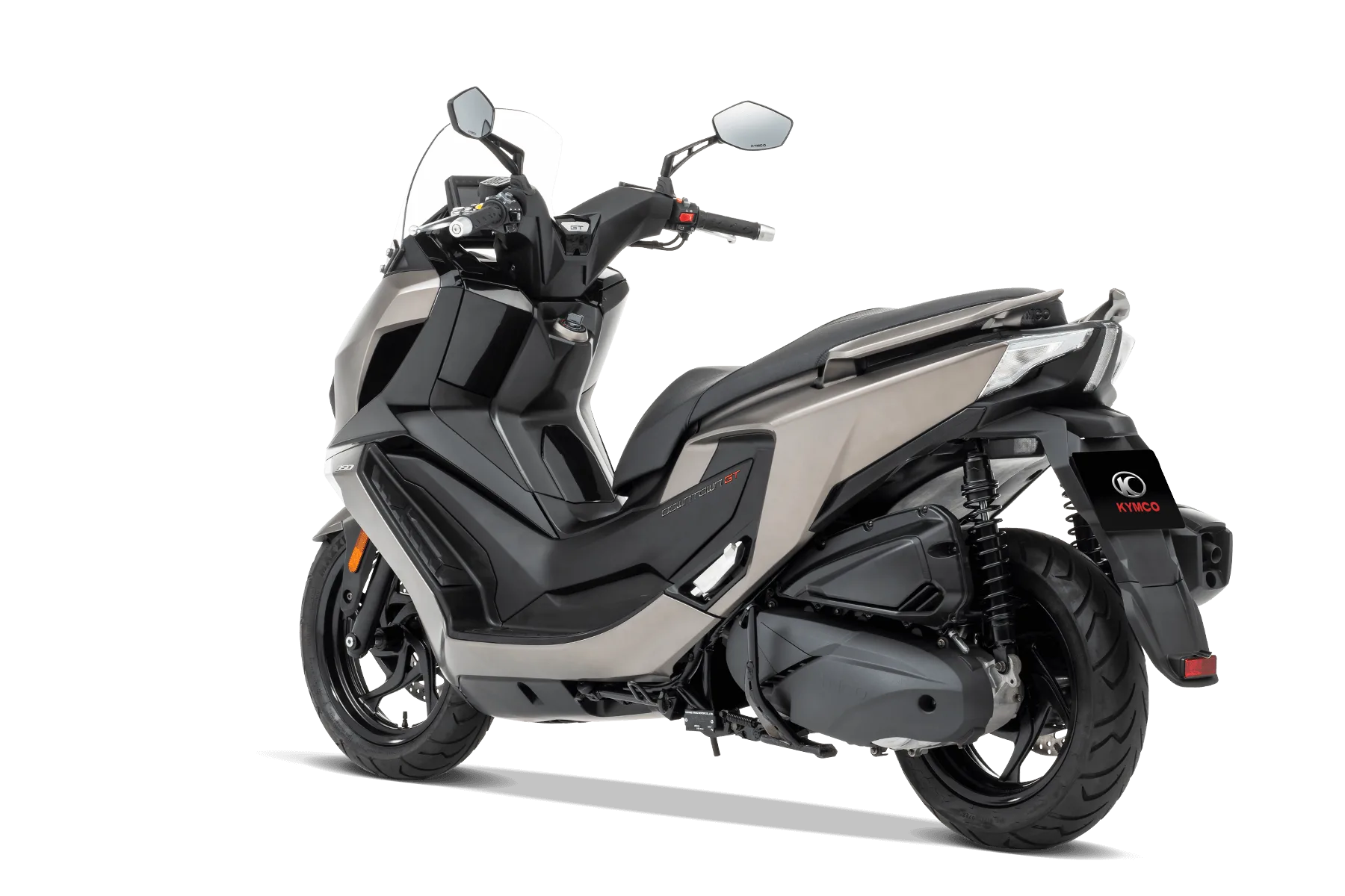 Kymco Downtown GT 350i TCS Maxiscooter, Seiten-/Heckansicht mit klaren Linien und moderner Formgebung