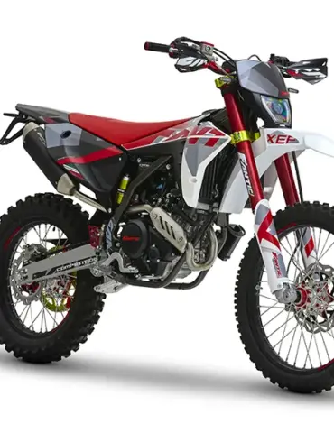 Fantic XEF 125 Competition 2025 in Weiß/Rot, Sportenduro mit LED-Scheinwerfer und grobstolligen Reifen