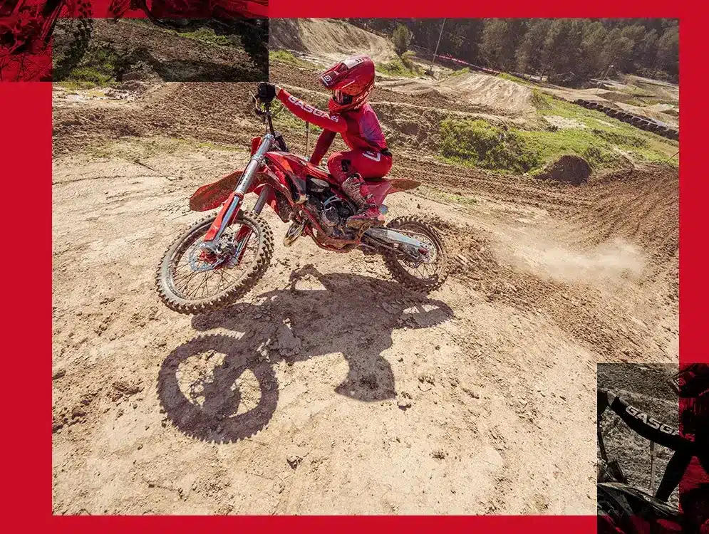 Motocross-Fahrer auf einer GasGas MC 125 2026 beim Fahren auf einer sandigen Motocross-Strecke
