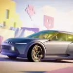 Hyundai Concept THREE Aero Hatch Elektroauto Studie Seitenansicht vor bunter Kulisse