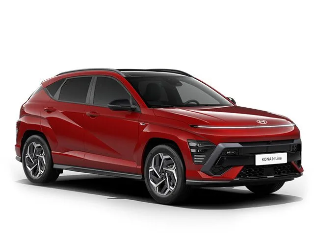 Hyundai KONA N Line in roter Lackierung, Seitenansicht, modernes SUV-Design