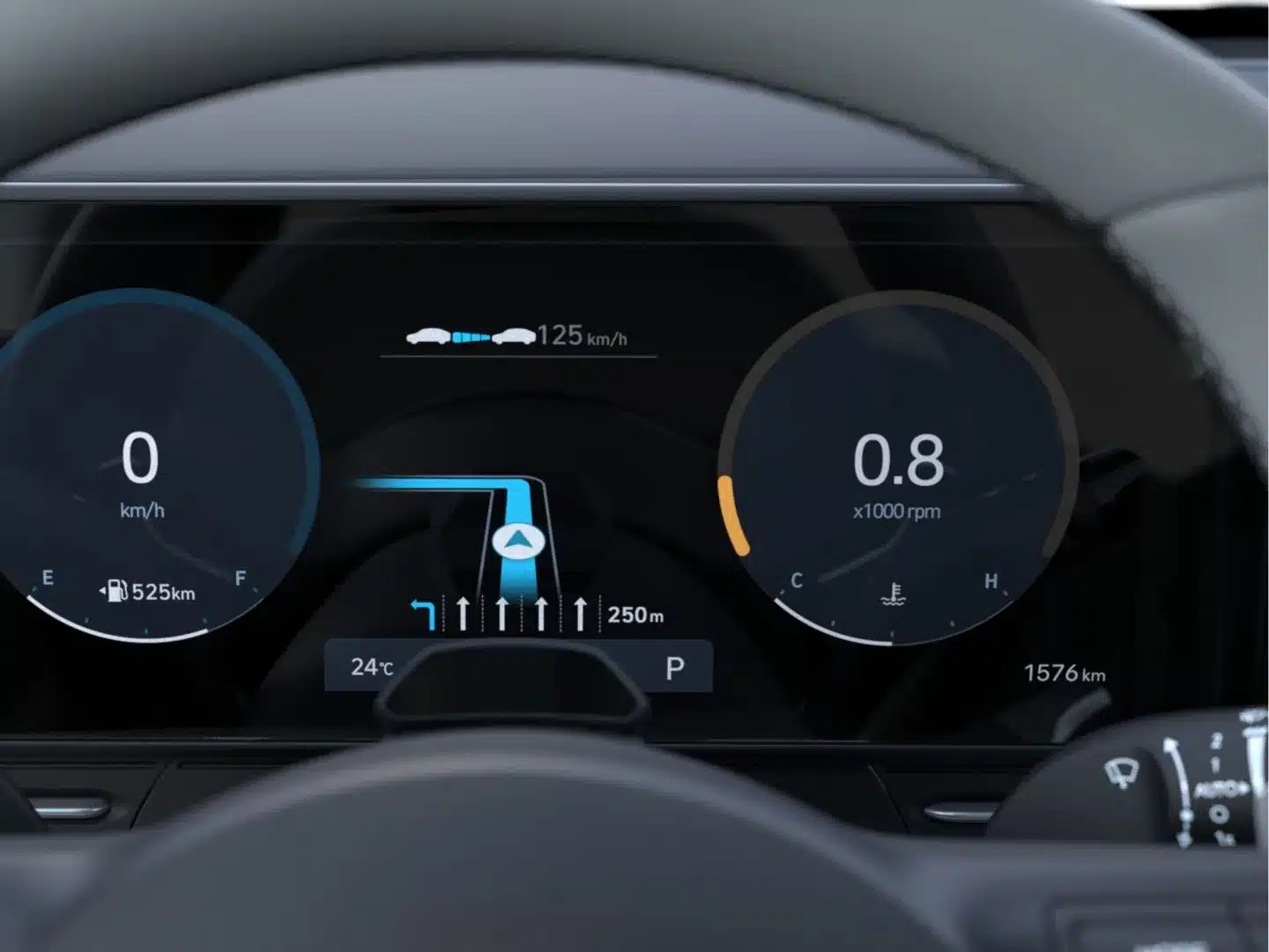 Digitale Instrumententafel und Navigationsanzeige im Hyundai KONA