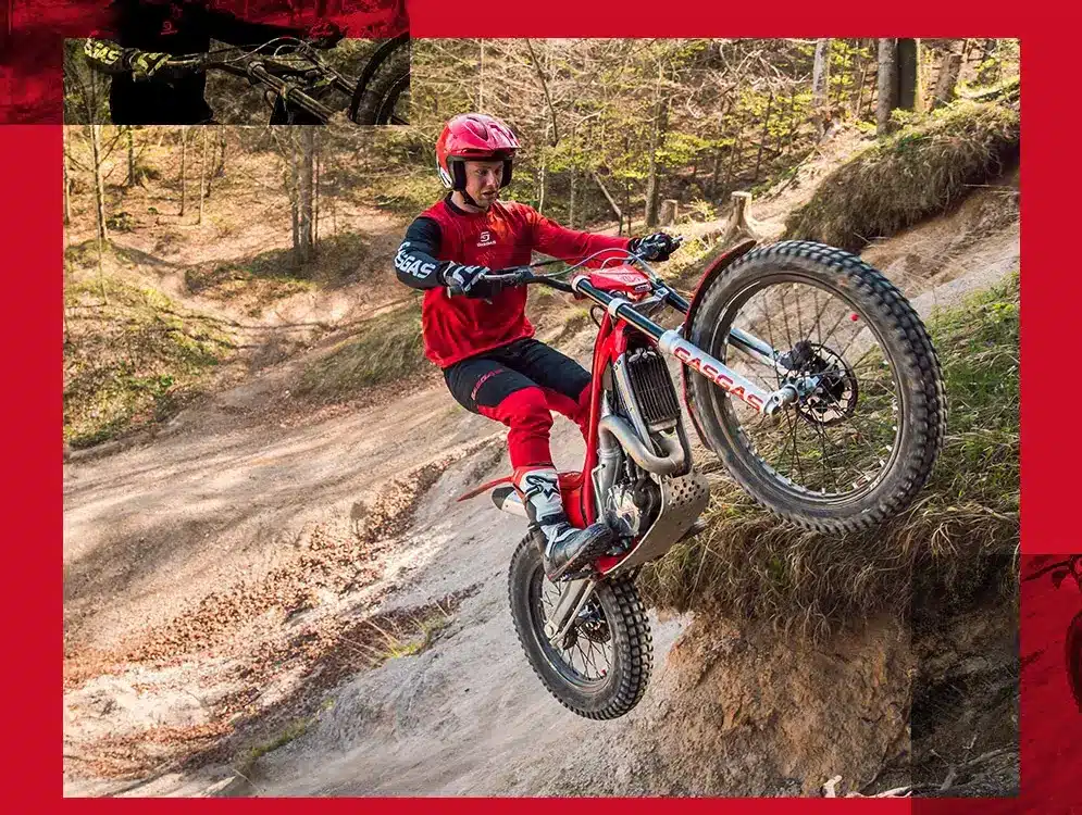GasGas TXT RACING 125 Trial-Motorrad bei einer steilen Geländefahrt
