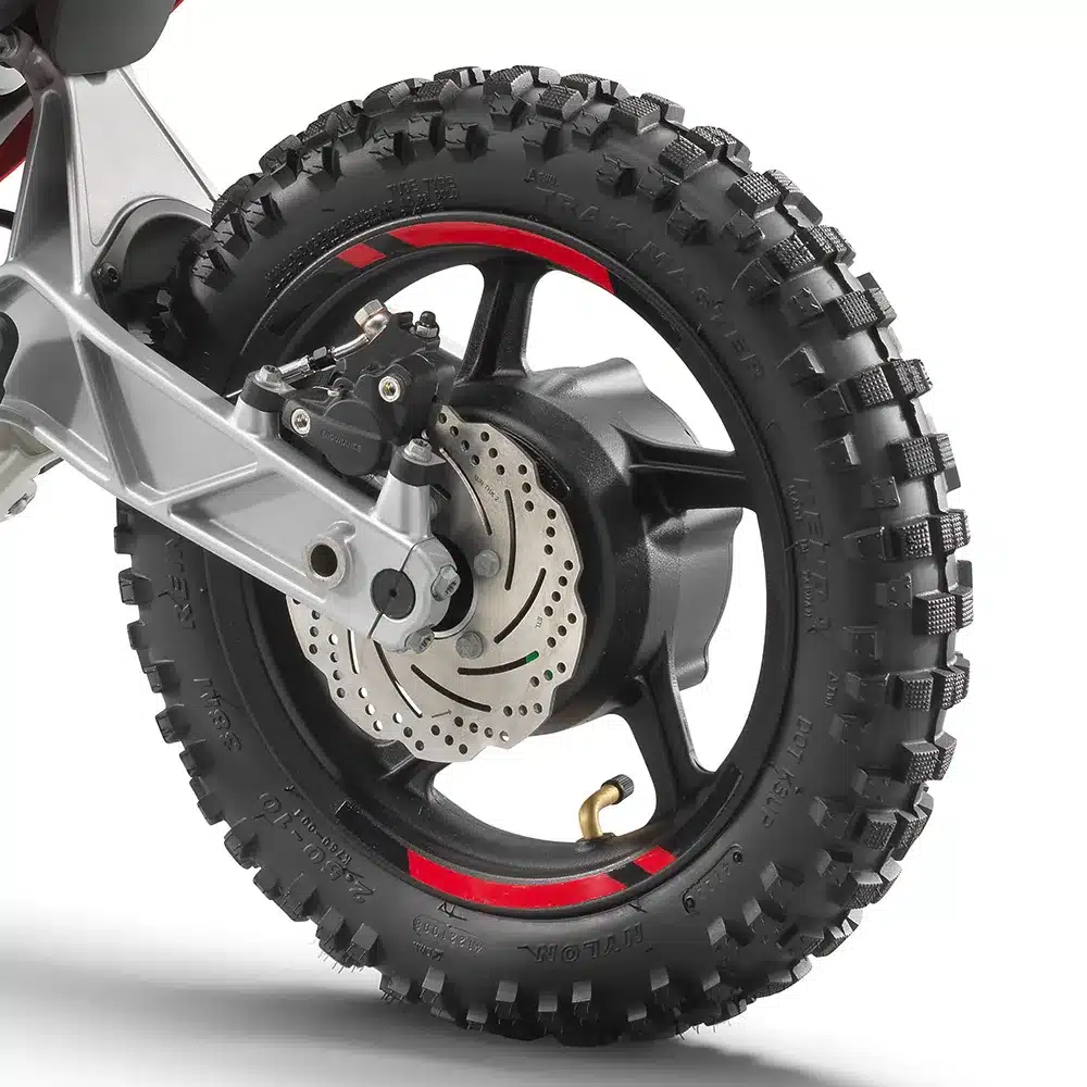 Hinterrad der GASGAS MC-E 2 mit Elektromotor und Bremsscheibe