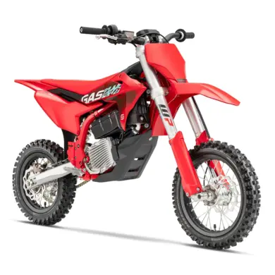 GASGAS MC-E 5 2025 Elektromotocross in Rot, seitliche Ansicht auf weißem Hintergrund