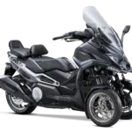 KYMCO CV3 575i ABS von der Seite mit zwei Vorderrädern und hohem Windschild.