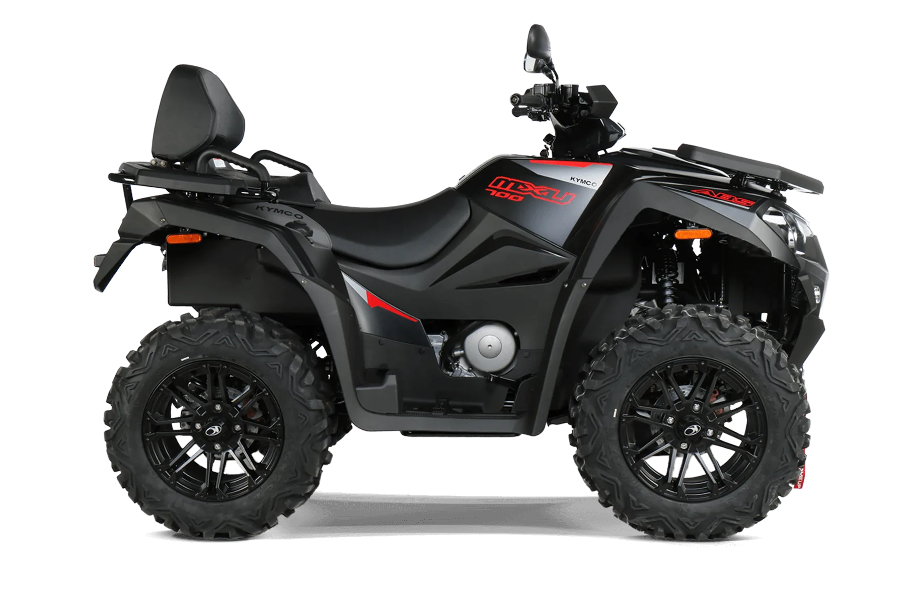 Kymco MXU 700i EPS ABS T3b ATV in schwarzer Lackierung, Seitenansicht vor neutralem Hintergrund