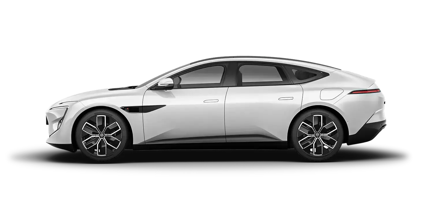Seitenansicht des Avatr 12, einem elektrischen Gran Coupé mit Fastback-Design und 20-Zoll-Leichtmetallrädern.