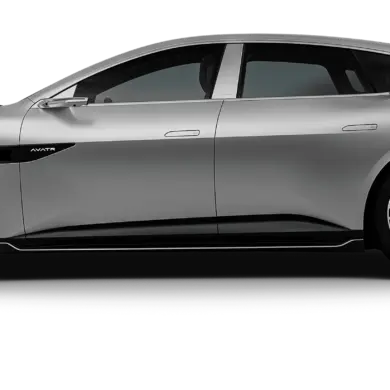 Seitenansicht des elektrischen Luxus-Viersitzers AVATR 012 in Silber