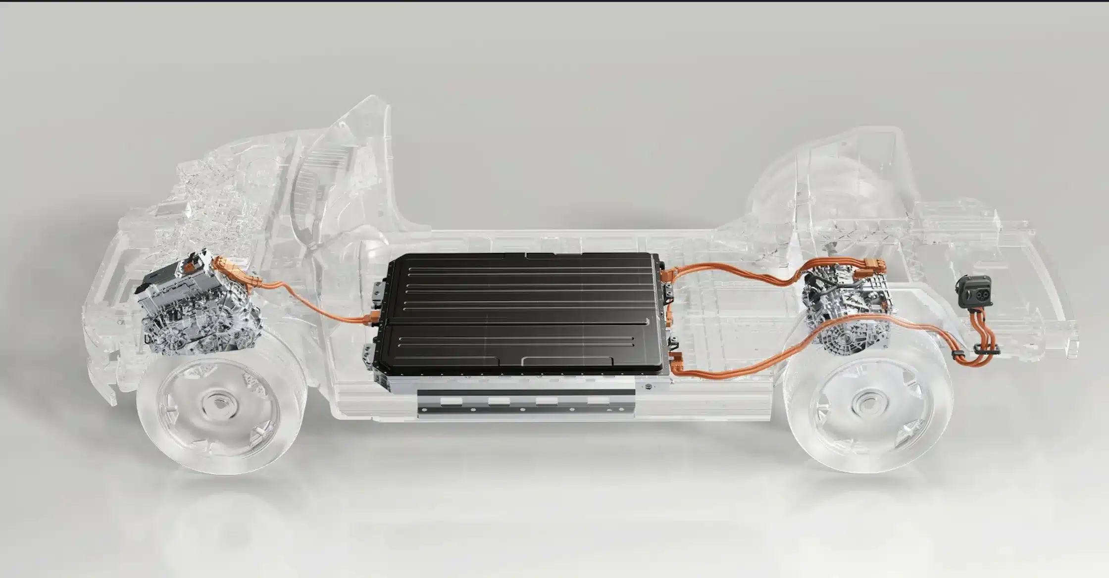 Grafische Darstellung des Elektroantriebs und der Batteriearchitektur im Zeekr 9X