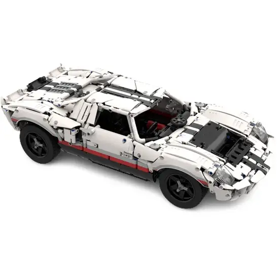 Detailreicher Bausatz eines weißen 24h-Rennwagens aus Bausteinen, inspiriert vom Motorsport der späten Sechziger.