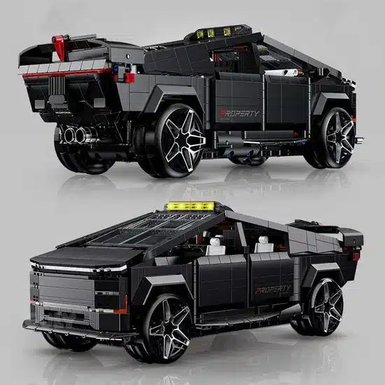 Modellbau Cyber Utility Truck aus 1578 Klemmbausteinen mit Fernsteuerung, Seiten- und Rückansicht