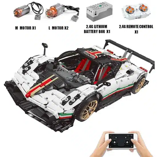 Technik-Klemmbaustein-Modell eines italienischen Hypercars mit Fernsteuerung und Motorisierung
