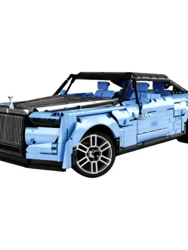 Klemmbausteinmodell des Rolls-Royce Boat Tail in Blau, 1:8-Maßstab, Cabriolet mit detaillierter Front und Technikfunktionen
