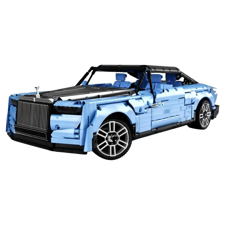Klemmbausteinmodell des Rolls-Royce Boat Tail in Blau, 1:8-Maßstab, Cabriolet mit detaillierter Front und Technikfunktionen