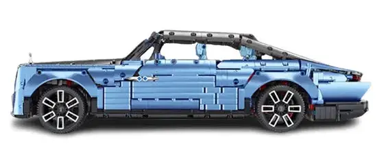Fernsteuerbares Klemmbausteinmodell Rolls-Royce Boat Tail seitlich, blau, 1:8 Maßstab