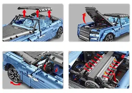 Ferngesteuertes Klemmbaustein-Modell des Rolls-Royce Boat Tail mit geöffnetem Dach, Motorhaube und sichtbarem Motor