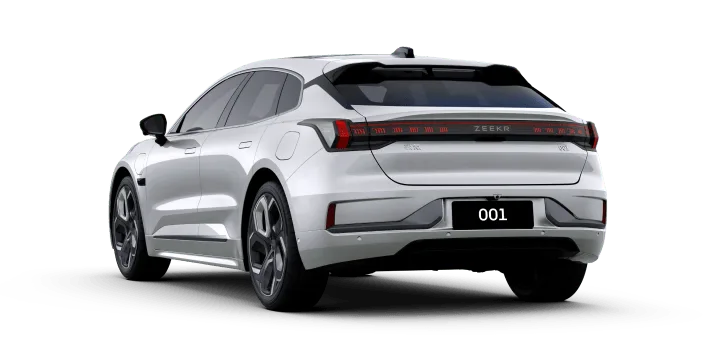 ZEEKR 001 Elektroauto Heckansicht in weiß, Modelljahr 2024