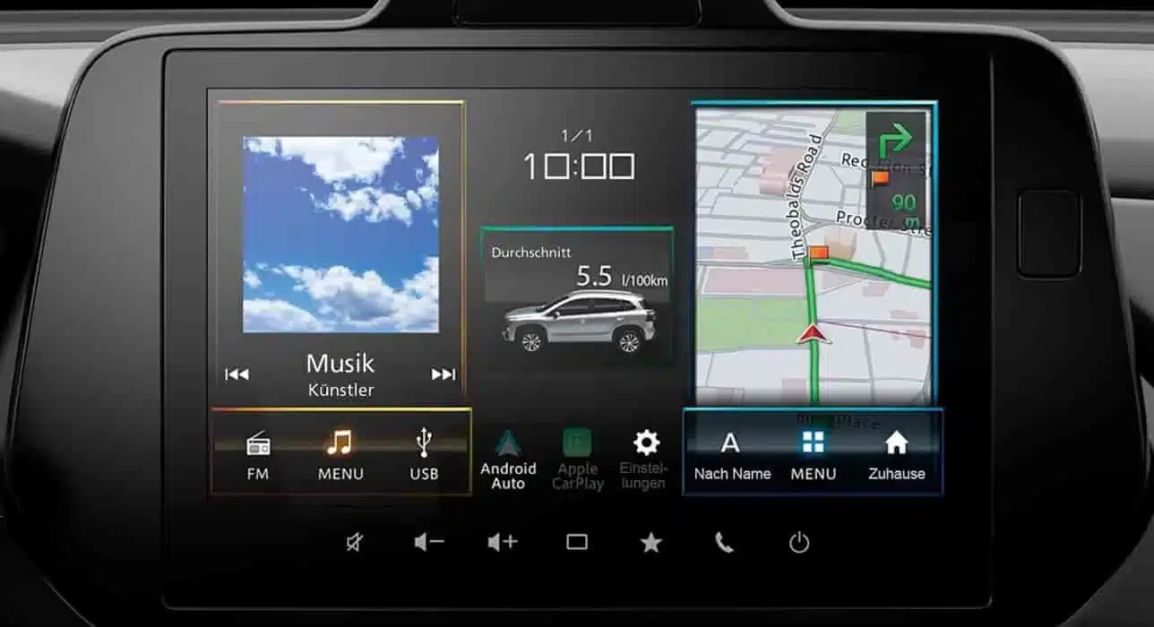 Multimedia-Touchscreen mit Navigation und Musik im Suzuki S-Cross