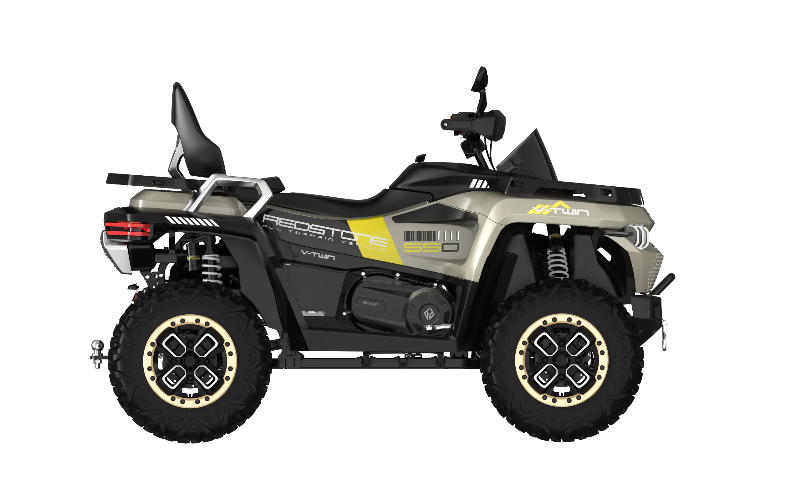 REDSTONE 550 R2 ATV in Seitenansicht mit großem Sitz und robustem Fahrwerk.