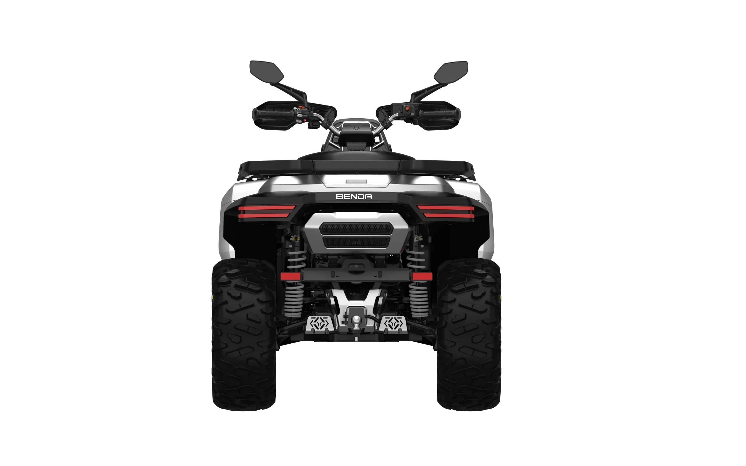 Benda Redstone 550 ATV von hinten mit Details der Federung, Rückleuchten und breiter Spur