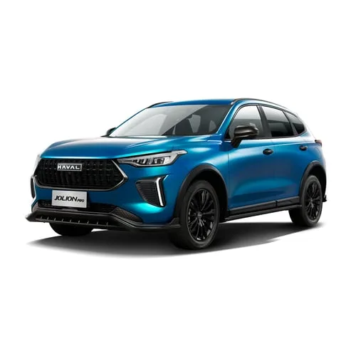 Blauer GWM HAVAL Jolion Pro SUV auf weißem Hintergrund, Front- und Seitenansicht.
