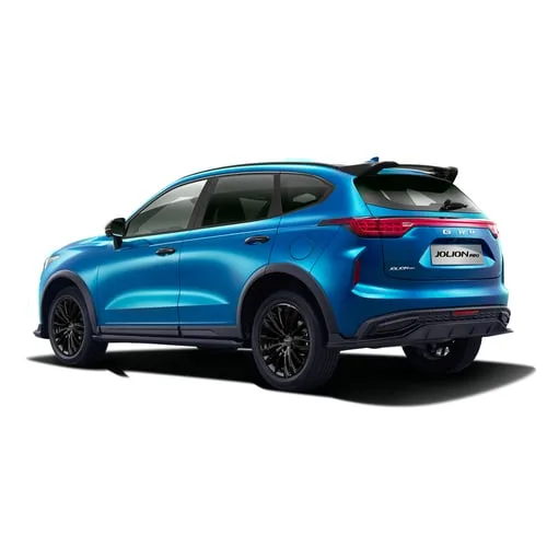 Heck- und Seitenansicht eines blauen GWM HAVAL Jolion Pro SUVs