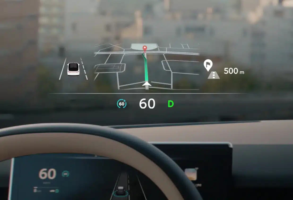 Head-up-Display mit Navigation und Geschwindigkeit im NIO EL8