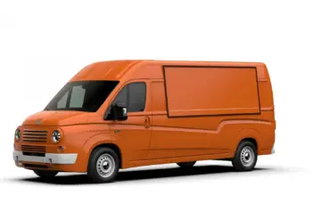 Seitenansicht eines orangefarbenen 616N Food Trucks Old Style von Carrozzeria Caselani mit klarem Retro-Design und modernem Aufbau