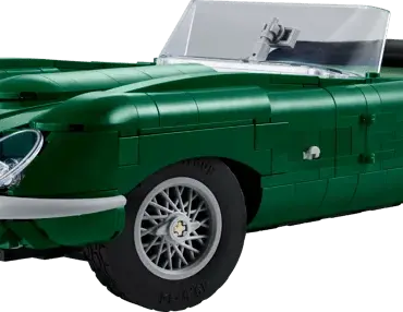 LEGO Icons Jaguar E-Type in klassischem Grün als Modellauto aus Klemmbausteinen