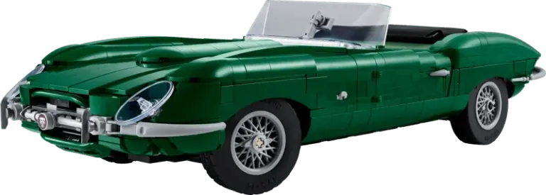 LEGO Icons Jaguar E-Type in klassischem Grün als Modellauto aus Klemmbausteinen