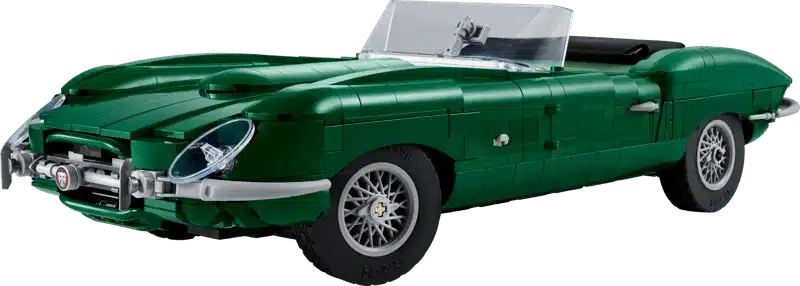 LEGO Icons Jaguar E-Type in klassischem Grün als Modellauto aus Klemmbausteinen